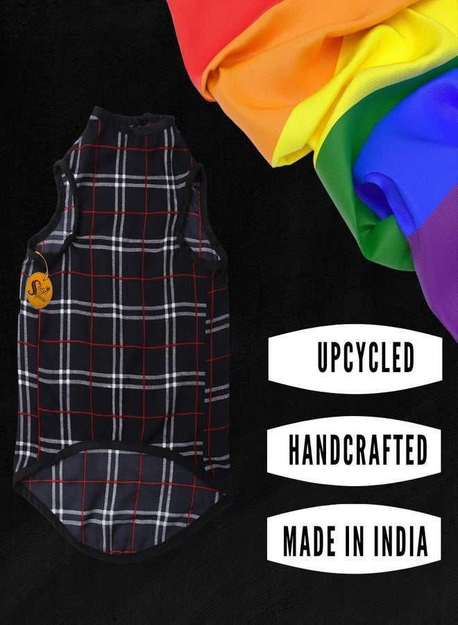 Sage Square Funky Soft Material Dog T-Shirt | Cool/Funky Print Pet | Soft Light Weight | Comfortable & Breathable Dog Clothing | Trendy Vest Outfit (XLarge - 24 inch) (Black Check Print) - Image 4